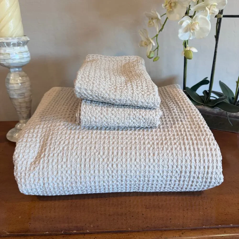 Quince Organic Luxe Honeycomb Duvet Cover Set Full Queen Sand